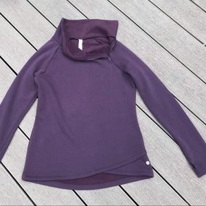 Apana purple fleece  asymmetrical pullover with zipper collar sz S